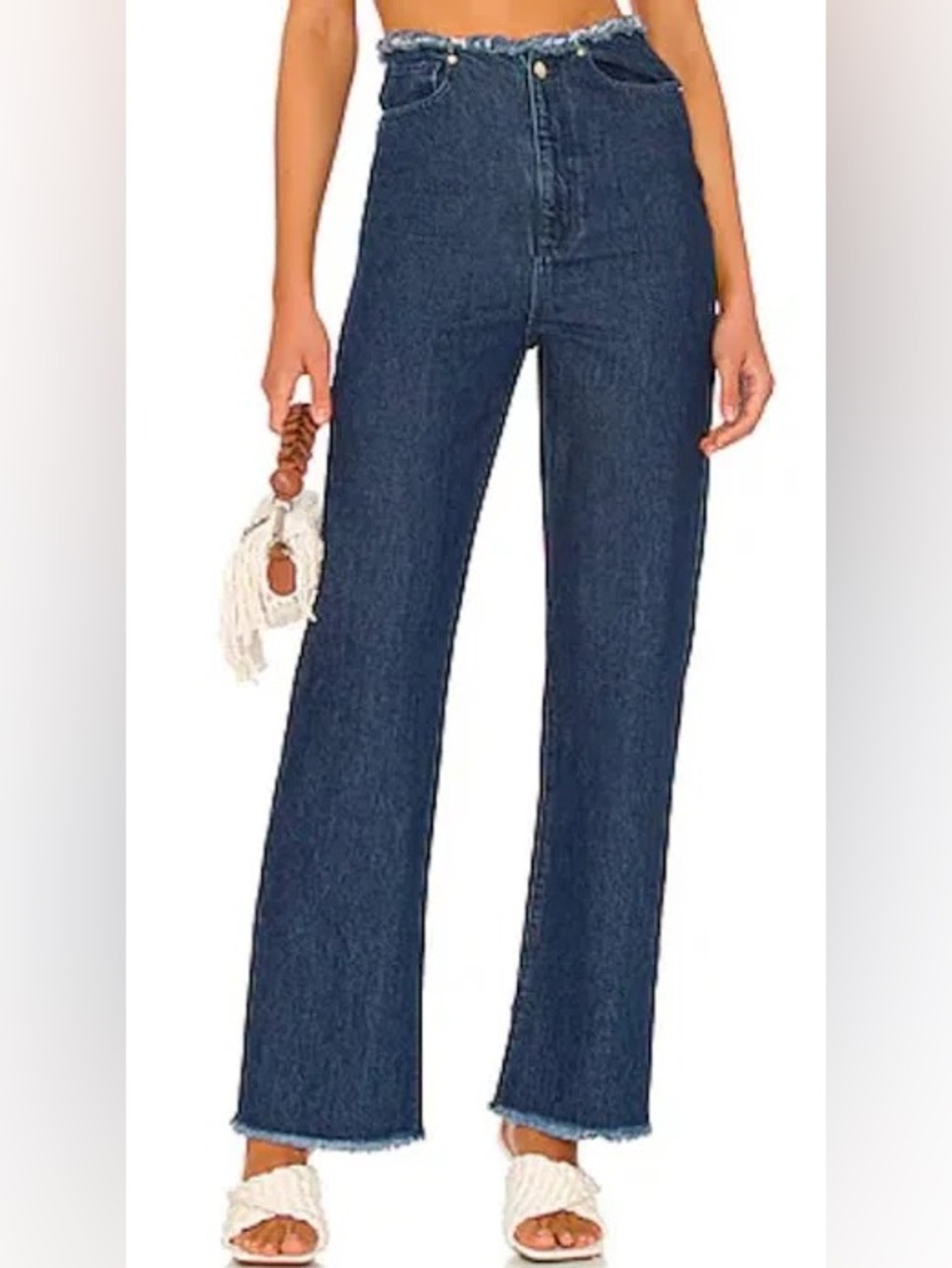WEWOREWHAT Frayed Straight Jeans